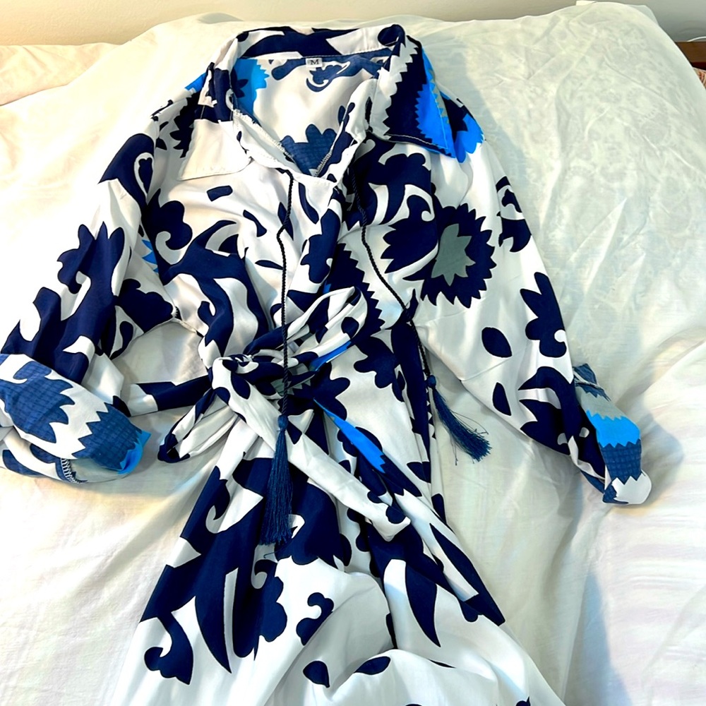 Dress cotton long sleeve maxi medium size